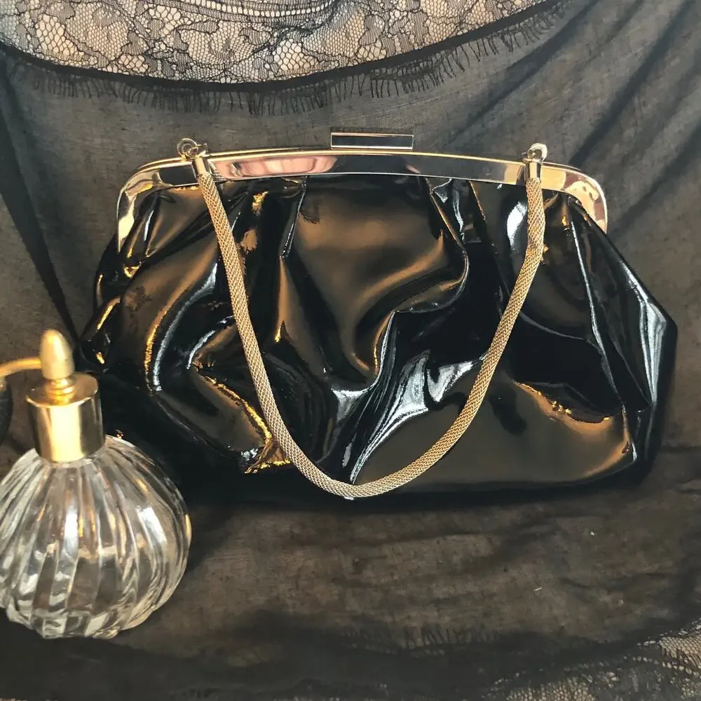 Kenneth Cole Patent Leather Silver-Tone Purse